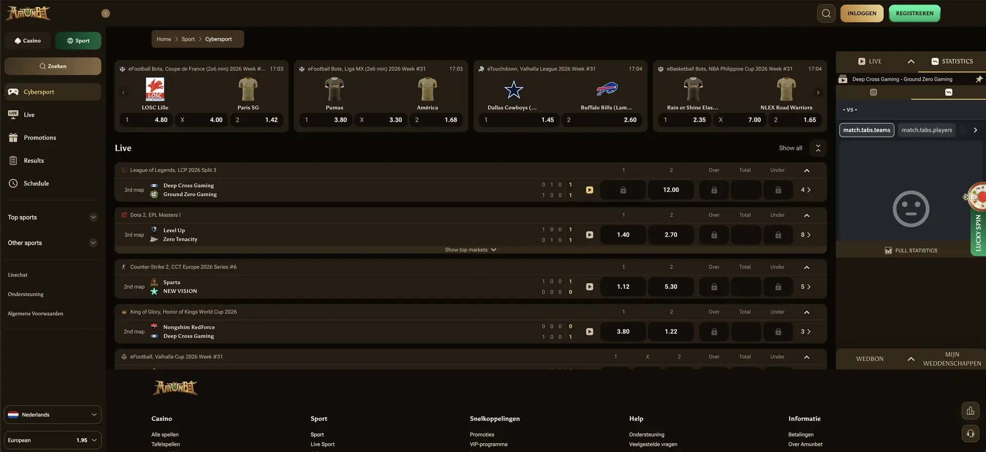 esports bij Amunbet Casino
