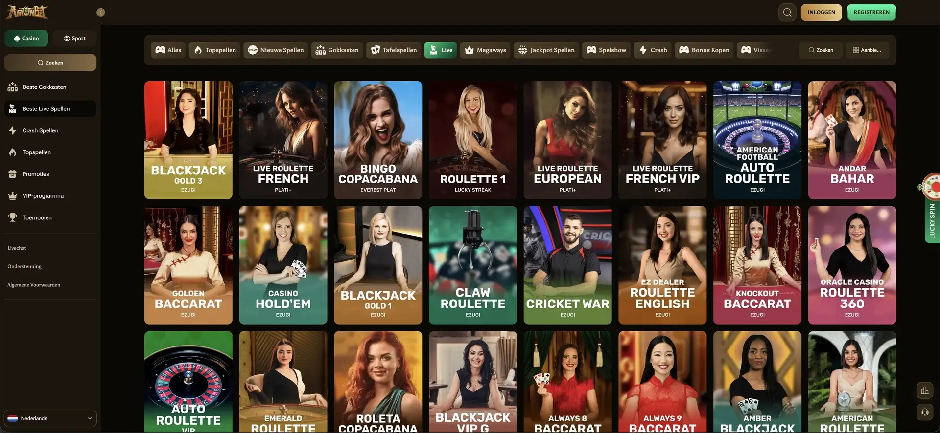 live casino bij Amunbet Casino