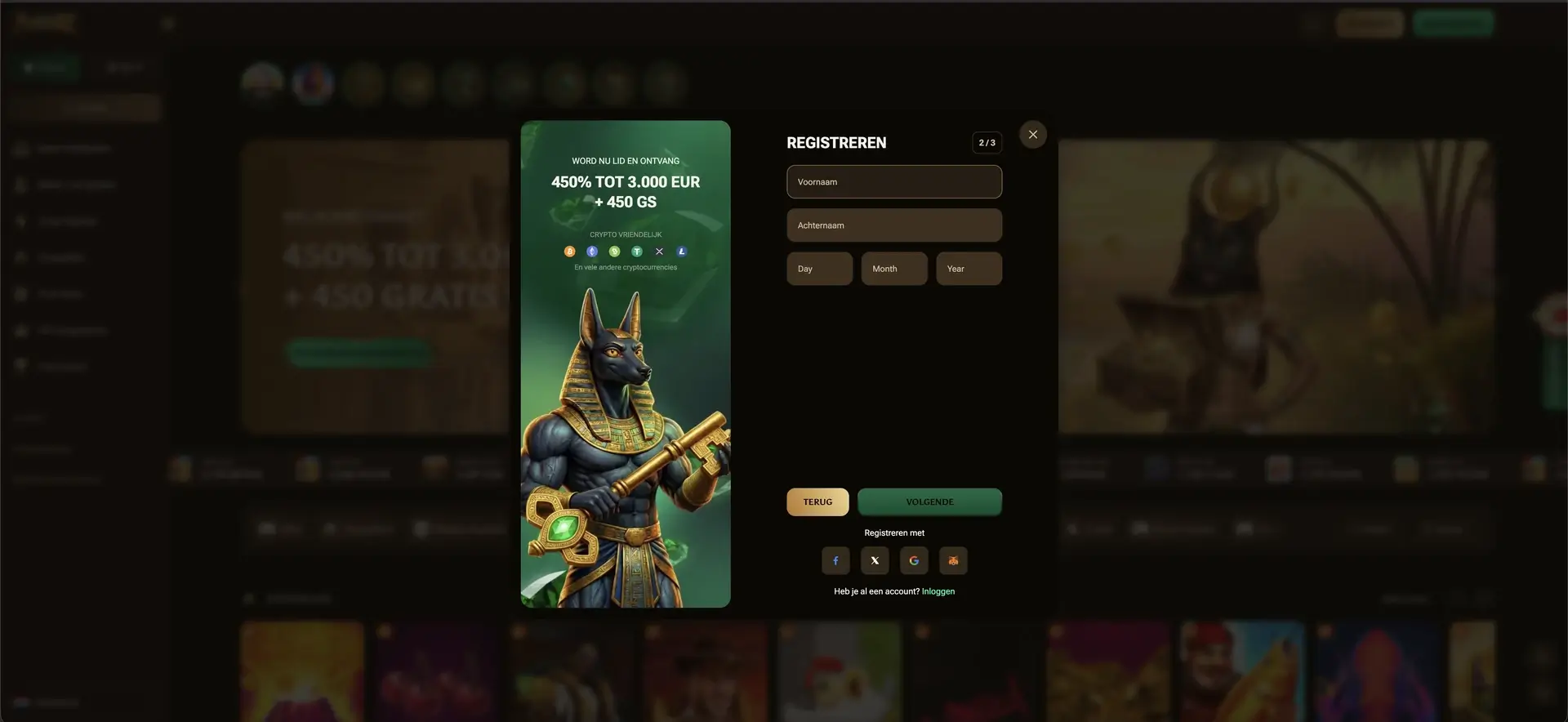 registration step 2 bij Amunbet Casino