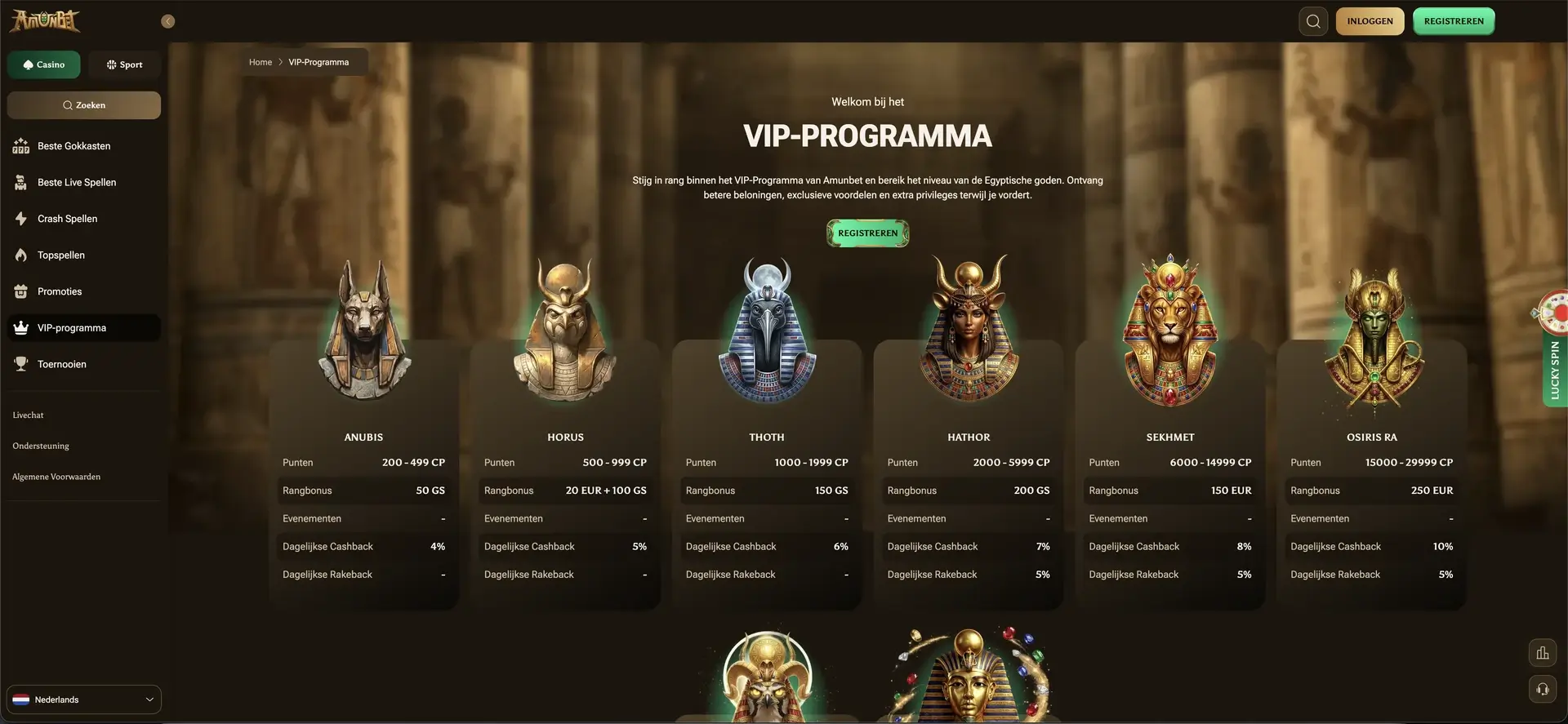 vip program bij Amunbet Casino